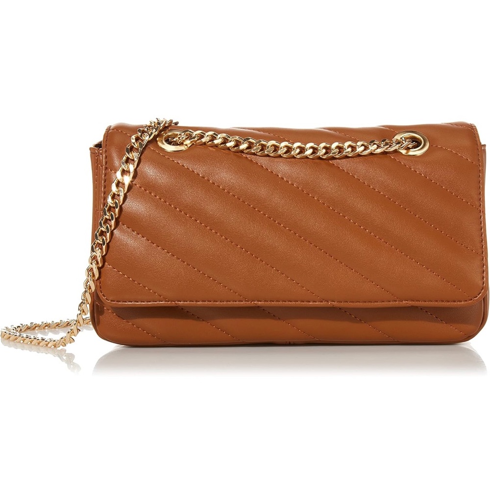 The Drop Women's Koko Chain Strap Flap Bag Cognac Brown